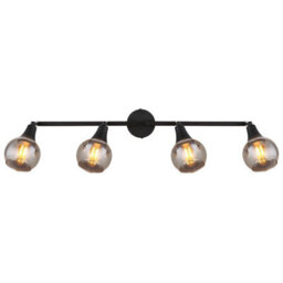 Luminosa Lighting Luminosa Glyptar Ceiling Spotlight Bar Matt Black Smoke Glass Shade 4X E14 - thumbnail 4