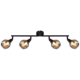 Luminosa Lighting Luminosa Glyptar Ceiling Spotlight Bar Matt Black Smoke Glass Shade 4X E14 - thumbnail 3