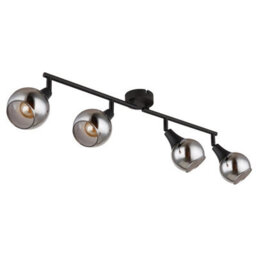 Luminosa Lighting Luminosa Glyptar Ceiling Spotlight Bar Matt Black Smoke Glass Shade 4X E14 - thumbnail 2