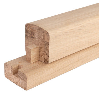 Blueprint Joinery Ltd Cambridge Black Metal Rails Oak Grooved Handrail And Base Rail Set For Metal Balusters (L) 3900mm - image 1