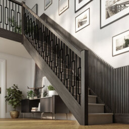 Blueprint Joinery Ltd Cambridge Black Metal Rails Oak Grooved Handrail And Base Rail Set For Metal Balusters (L) 3900mm - thumbnail 6