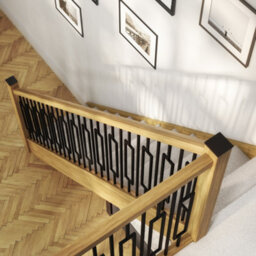Blueprint Joinery Ltd Cambridge Black Metal Rails Oak Grooved Handrail And Base Rail Set For Metal Balusters (L) 3900mm - thumbnail 7