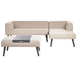 Beliani Garden Corner Sofa With Table 4 Seater Sorrivoli Left Hand Beige - thumbnail 1