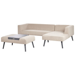 Beliani Garden Corner Sofa With Table 4 Seater Sorrivoli Left Hand Beige - thumbnail 4