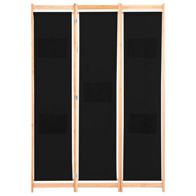Berkfield Stylish 3-Panel Room Divider Black 120X170X4 Cm Fabric - image 1