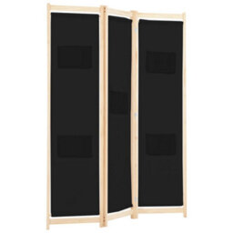 Berkfield Stylish 3-Panel Room Divider Black 120X170X4 Cm Fabric - thumbnail 3