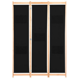 Berkfield Stylish 3-Panel Room Divider Black 120X170X4 Cm Fabric - thumbnail 1