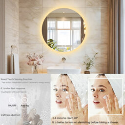 Luvodi 60Cm Round Anti-Fog Led Bathroom Mirror Hotel Vanity Mirror With Aluminum Frame - thumbnail 3