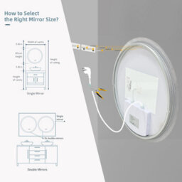 Luvodi 60Cm Round Anti-Fog Led Bathroom Mirror Hotel Vanity Mirror With Aluminum Frame - thumbnail 9