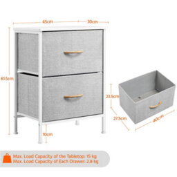 Yaheetech Fabric Chest Of Drawers With 2 Drawers Light Grey - thumbnail 2