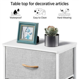 Yaheetech Fabric Chest Of Drawers With 2 Drawers Light Grey - thumbnail 4