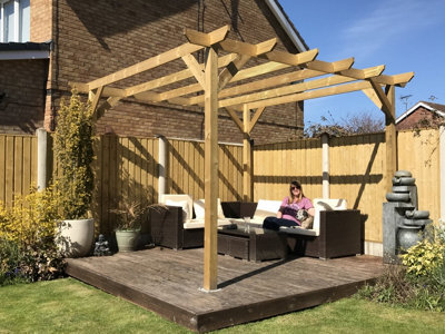 "NLC(DRIFFIELD)LIMITED Nlc Wooden Pergola 2.4M X 3.6M (7'10"" X 11'10"") With Tanalised Timber" - image 1