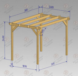 "NLC(DRIFFIELD)LIMITED Nlc Wooden Pergola 2.4M X 3.6M (7'10"" X 11'10"") With Tanalised Timber" - thumbnail 2