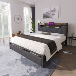 Double Linen Storage Bed With Led, Usb-C, Headboard & Drawers - thumbnail 6