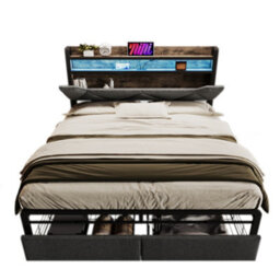 Double Linen Storage Bed With Led, Usb-C, Headboard & Drawers - thumbnail 8
