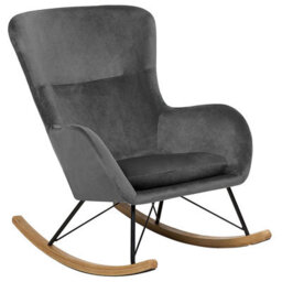 Beliani Rocking Chair Ellan Velvet Dark Grey - thumbnail 1
