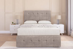 "Sloomy Cambridge Pebble Plush Divan Bed No Drawers-26"" Strutted Headboard 12"" Footboard 5' King"
