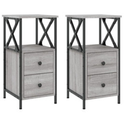 Berkfield Bedside Cabinets 2 Pcs Grey Sonoma 34X35.5X70 Cm Engineered Wood - thumbnail 2