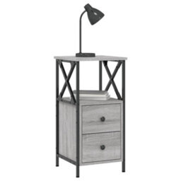 Berkfield Bedside Cabinets 2 Pcs Grey Sonoma 34X35.5X70 Cm Engineered Wood - thumbnail 4