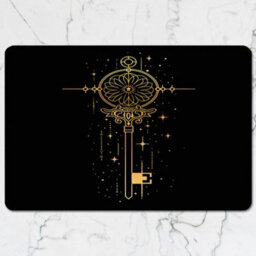 Benjamin Tate Design Gold Key Motif Placemat Coaster Set In Black With Wood Base, Art Deco Luxury Collection, Limited Edition - thumbnail 2
