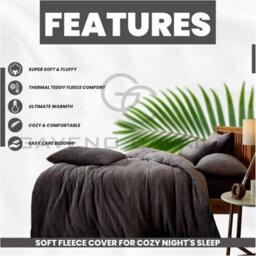 Gc Gaveno Cavailia Teddy Bear Fleece Single Charcoal Duvet Set With Matching Pillowcase Fluffy Warm & Cosy Super Soft Bedding Set - thumbnail 3