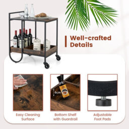 Costway Industrial Bar Trolley Cart Rolling Buffet Serving Cart W/ Metal Wire Wine Rack - thumbnail 9