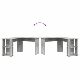 Berkfield Modern Corner Desk With Storage Concrete Grey 140X113,5X75Cm - thumbnail 9