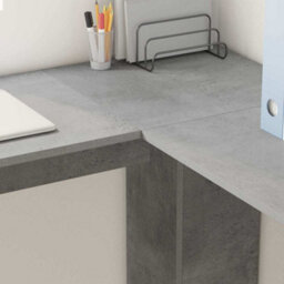 Berkfield Modern Corner Desk With Storage Concrete Grey 140X113,5X75Cm - thumbnail 4