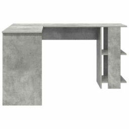 Berkfield Modern Corner Desk With Storage Concrete Grey 140X113,5X75Cm - thumbnail 6