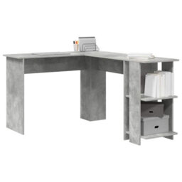 Berkfield Modern Corner Desk With Storage Concrete Grey 140X113,5X75Cm - thumbnail 3