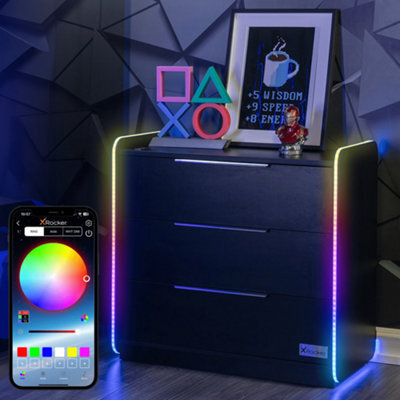 X Rocker Electra Chest Of 3 Drawers With Neo Motion Sync™ App Controlled Led Lights - Black - image 1