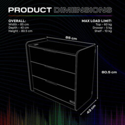 X Rocker Electra Chest Of 3 Drawers With Neo Motion Sync™ App Controlled Led Lights - Black - thumbnail 9