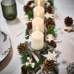 Dibor Nordic Pine Four Pillar Centrepiece Christmas Decoration Tealight Holder Candle Holder - thumbnail 3