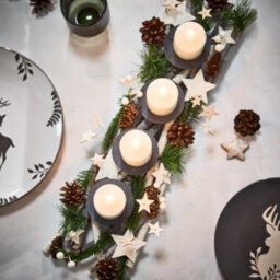 Dibor Nordic Pine Four Pillar Centrepiece Christmas Decoration Tealight Holder Candle Holder - thumbnail 2