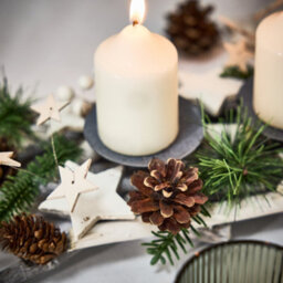 Dibor Nordic Pine Four Pillar Centrepiece Christmas Decoration Tealight Holder Candle Holder - thumbnail 5