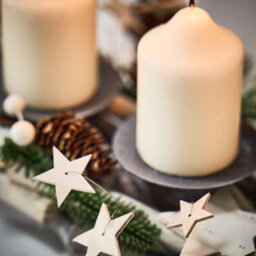 Dibor Nordic Pine Four Pillar Centrepiece Christmas Decoration Tealight Holder Candle Holder - thumbnail 4
