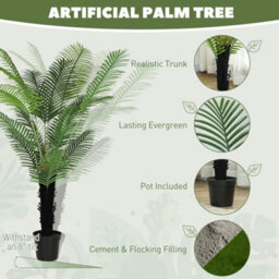 Homcom 175Cm Artificial Areca Palm Tree With Pe Leaves And Flocked Soil - thumbnail 4