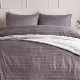 Ohs Embossed Bedding Set Textured Duvet Cover With Pillowcase, Grey - King - thumbnail 2