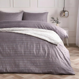 Ohs Embossed Bedding Set Textured Duvet Cover With Pillowcase, Grey - King - thumbnail 1
