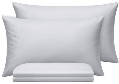 Oxford Homeware Plain Dyed Pillowcase Pair (W)50X(L)75 Cm- Soft Breathable Easy Care Standard Size Bed Pillow Covers Silver - image 1