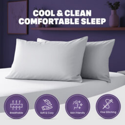 Oxford Homeware Plain Dyed Pillowcase Pair (W)50X(L)75 Cm- Soft Breathable Easy Care Standard Size Bed Pillow Covers Silver - thumbnail 5