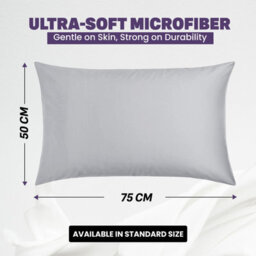 Oxford Homeware Plain Dyed Pillowcase Pair (W)50X(L)75 Cm- Soft Breathable Easy Care Standard Size Bed Pillow Covers Silver - thumbnail 2
