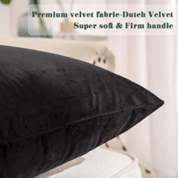 Ameha Black Plain Velvet Cushion Covers, 18X18 Inch, Pack Of 2, Breathable & Hypoallergenic With Hidden Zip Closure - thumbnail 8