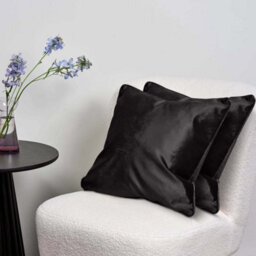Ameha Black Plain Velvet Cushion Covers, 18X18 Inch, Pack Of 2, Breathable & Hypoallergenic With Hidden Zip Closure - thumbnail 6