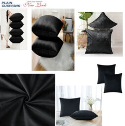 Ameha Black Plain Velvet Cushion Covers, 18X18 Inch, Pack Of 2, Breathable & Hypoallergenic With Hidden Zip Closure