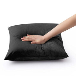 Ameha Black Plain Velvet Cushion Covers, 18X18 Inch, Pack Of 2, Breathable & Hypoallergenic With Hidden Zip Closure - thumbnail 4