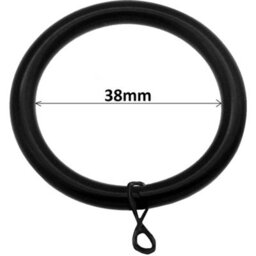 KetoPlastics Curtain Ring Black Metal Curtain Rings 38mm For Curtain Pole Rod - Pack Of 6 - thumbnail 3