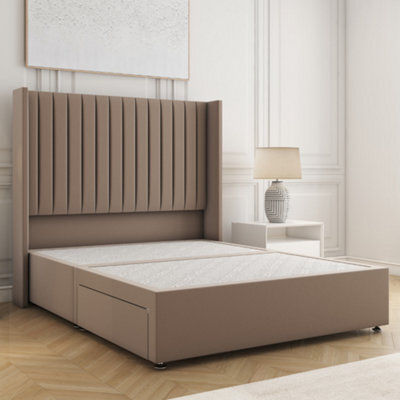 Bsspoke Manhattans Divan Bed Mink Plush Velvet 54Inch Headboard & No Mattress No Drawers In Single Small Double King 4Ft6 6Ft - image 1
