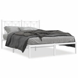 Berkfield Metal Bed Frame Without Mattress With Headboard White 140X190Cm - thumbnail 2