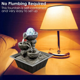 Water Feature Tabletop Indoor Led Fountain Waterfall Home Decor (Crystal Ball) - thumbnail 4
